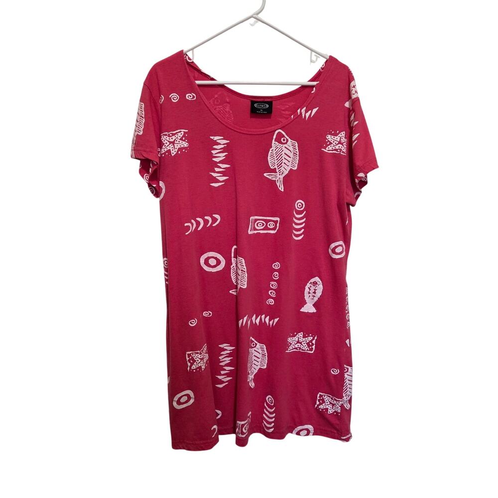 Vintage Exist Sports Line Pink Short Sleeve Mini T-Shirt Dress Sundress Size XL